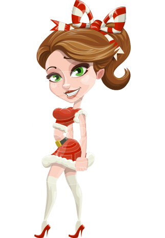 Pretty Christmas Girl Cartoon Vector Character